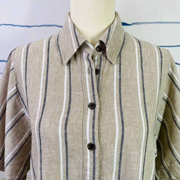 Banana Republic Linen Cropped Button Down Shirt XS - Small Linen Cropped Blouse - Picture 2 of 13